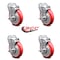 Service Caster 5 Inch Red Polyurethane Wheel Swivel Bolt Hole Caster Set with Brake SCC SCC-BH20S514-PPUB-RED-TLB-4 - alternate 5
